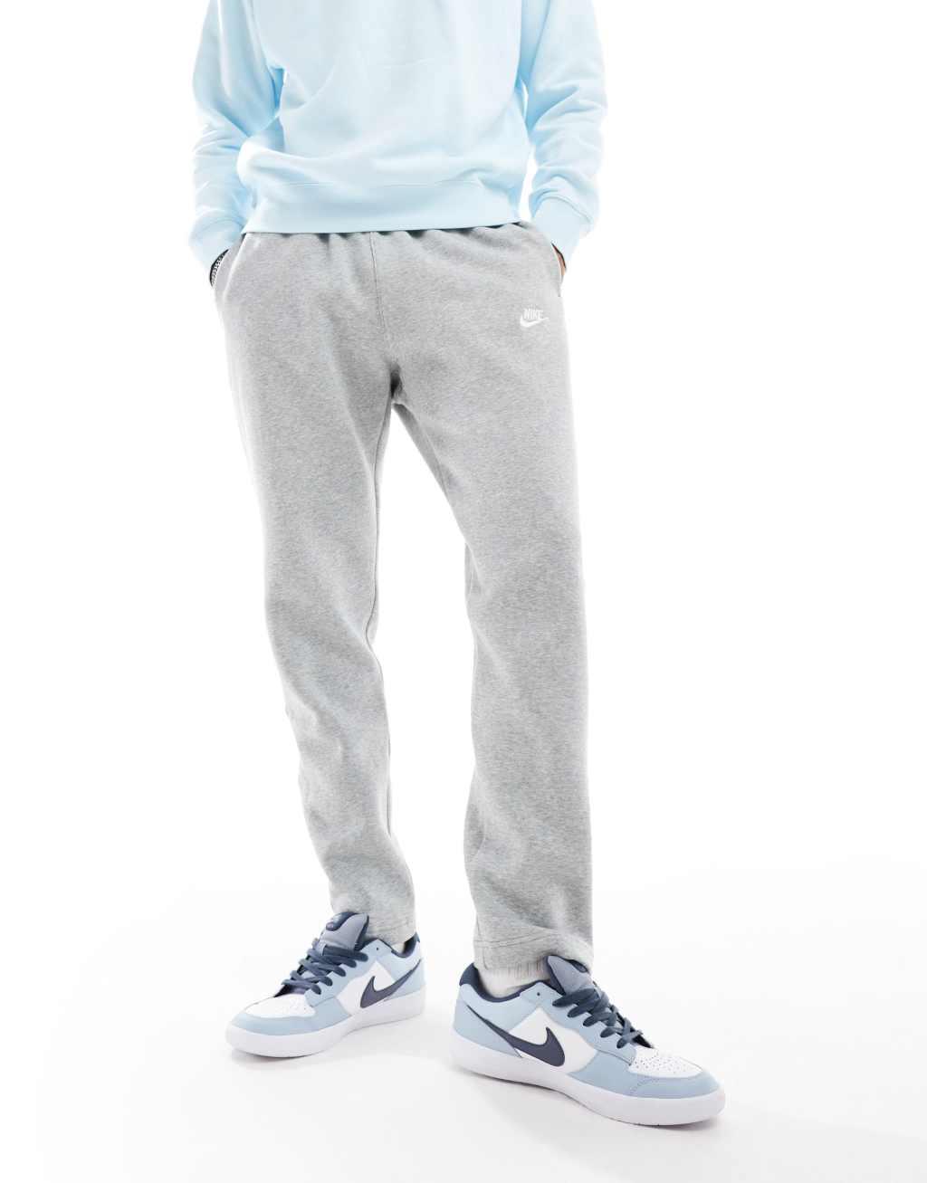 Nike Club open hem sweatpants in gray  Product Image