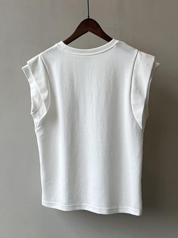 Loose Sleeveless Split-Joint Round-Neck T-Shirts Tops Product Image