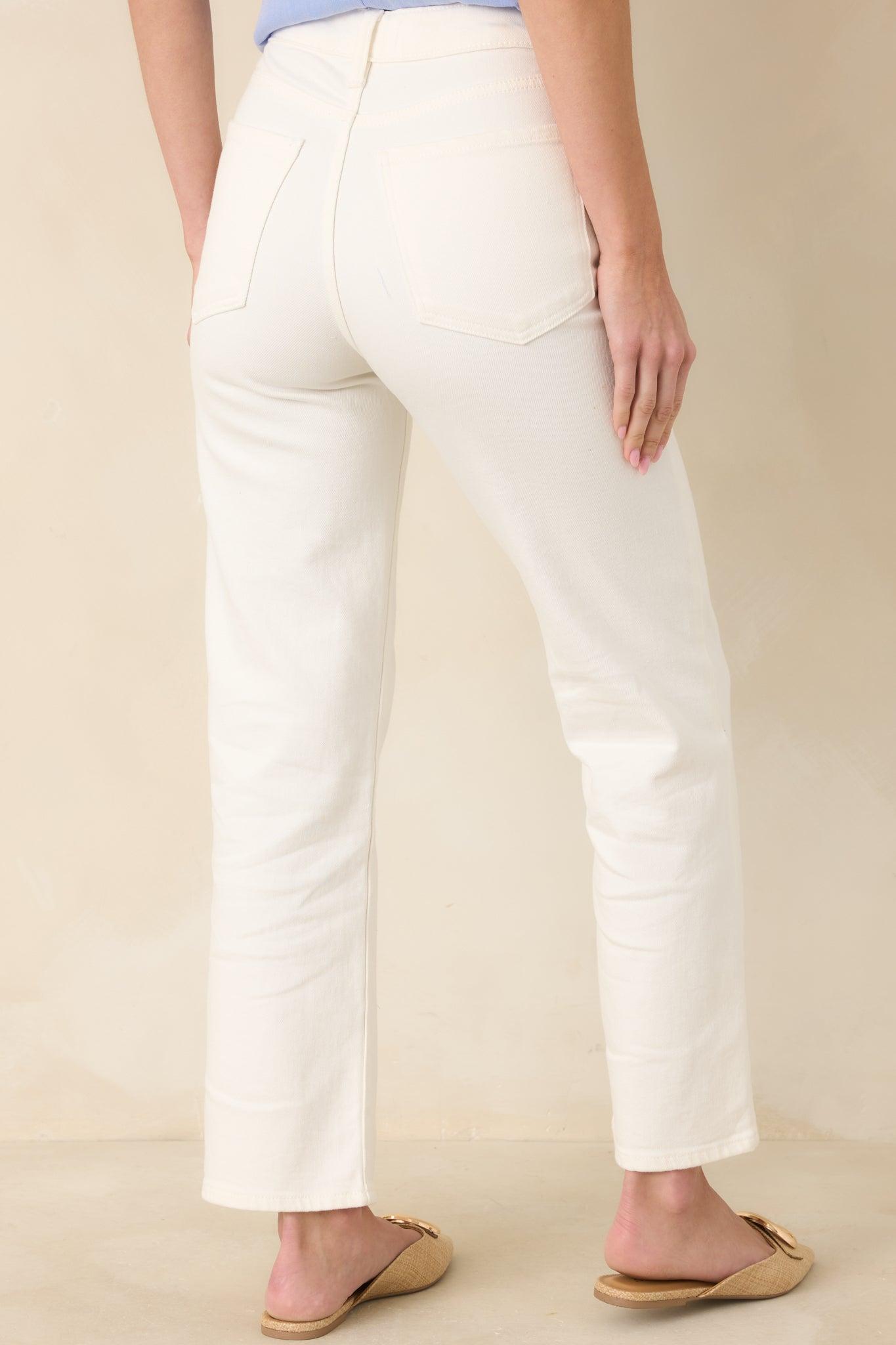 Hard At Work White Straight Leg Jeans Product Image