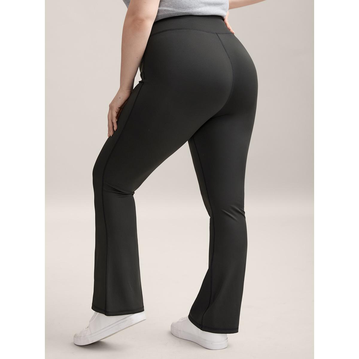 Plus Size Wide Waistband Yoga Stretch Tight Pants Women Black High stretch Bootcut Mid Rise Everyday-Casual Leggings BloomChic 18-20/2X Product Image