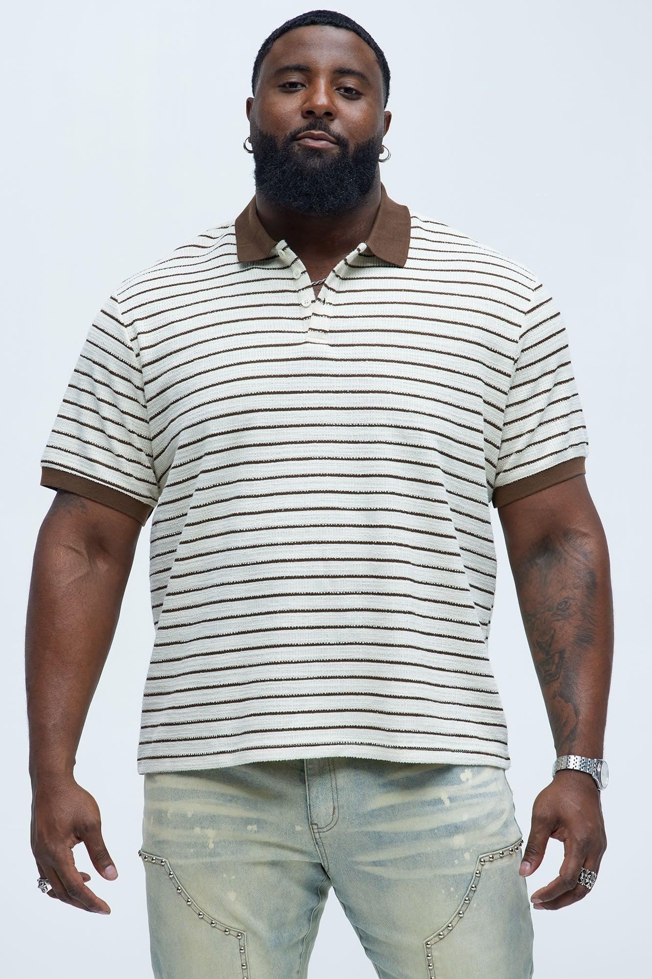 Terry Striped Polo Shirt - Cream/combo Product Image