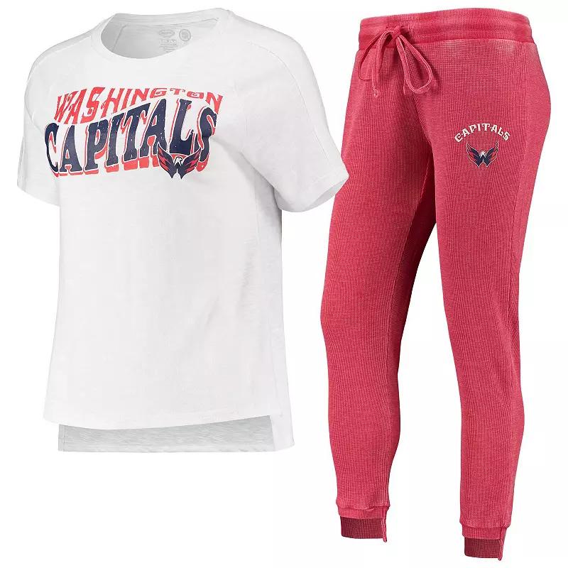 Womens Concepts Sport /White Washington Capitals Resurgence Slub Burnout Raglan T-Shirt & Joggers Sleep Set Product Image