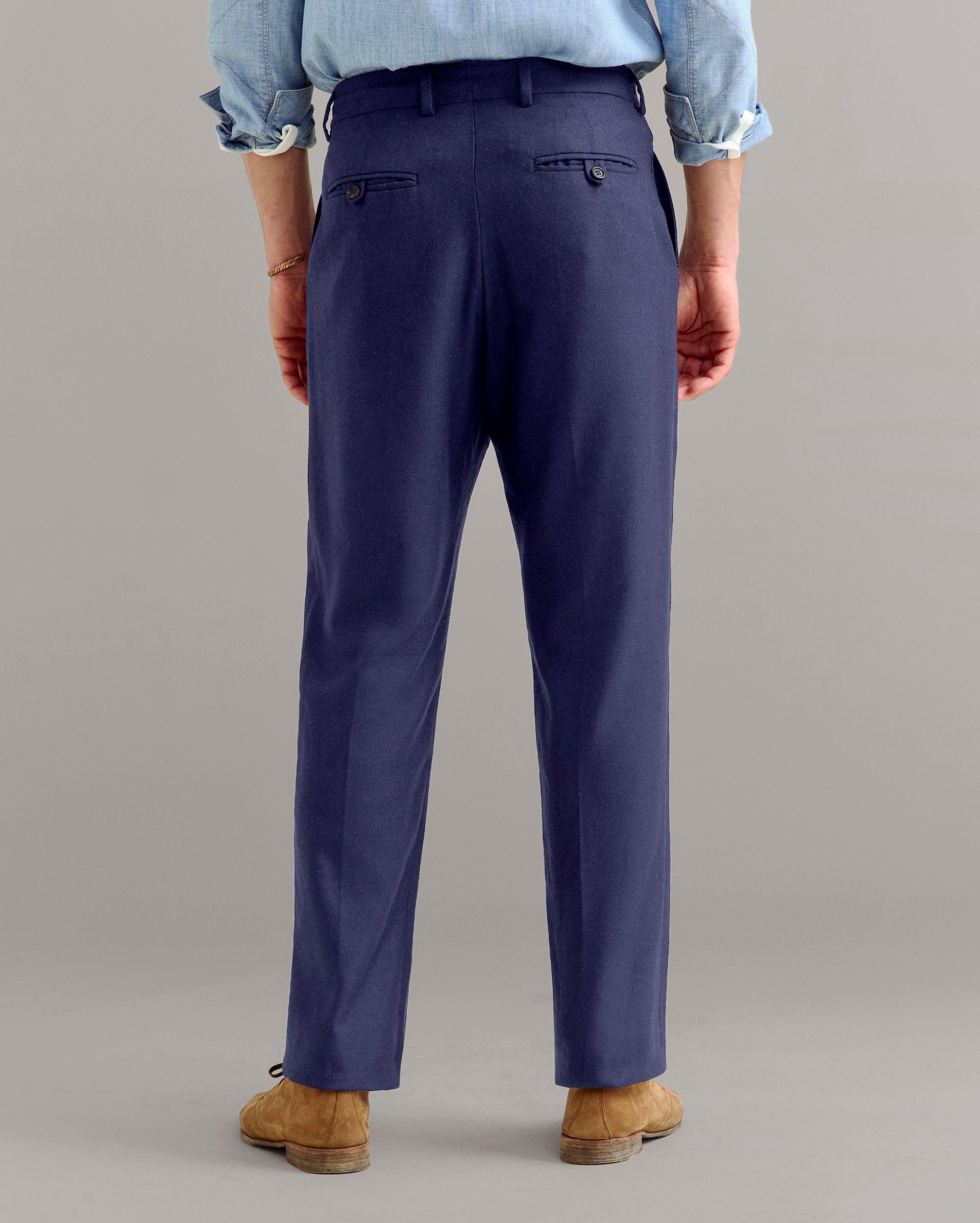 Herringbone Flat Front Trouser -  Product Image