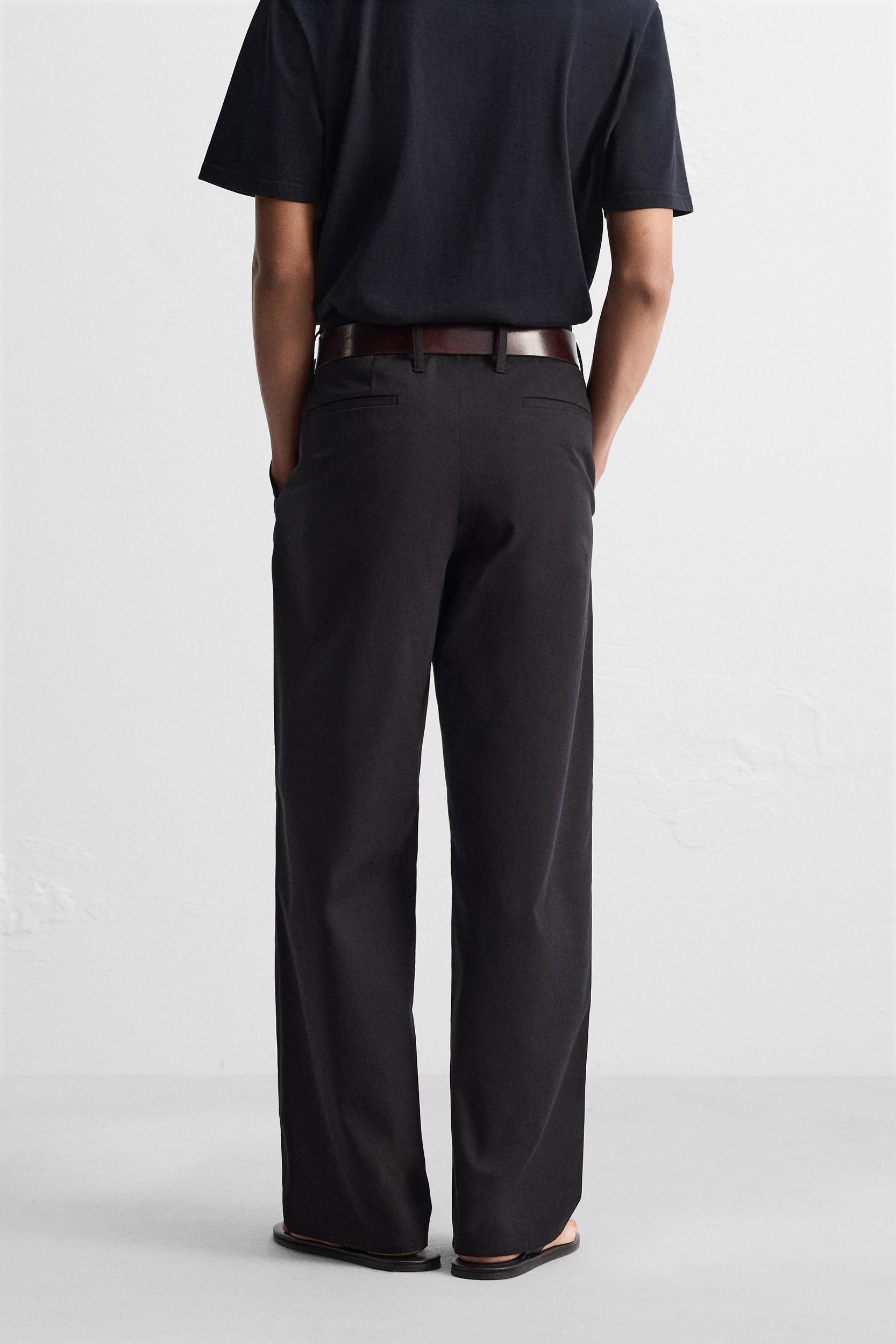 WIDE FIT COTTON-VISCOSE PANTS Product Image