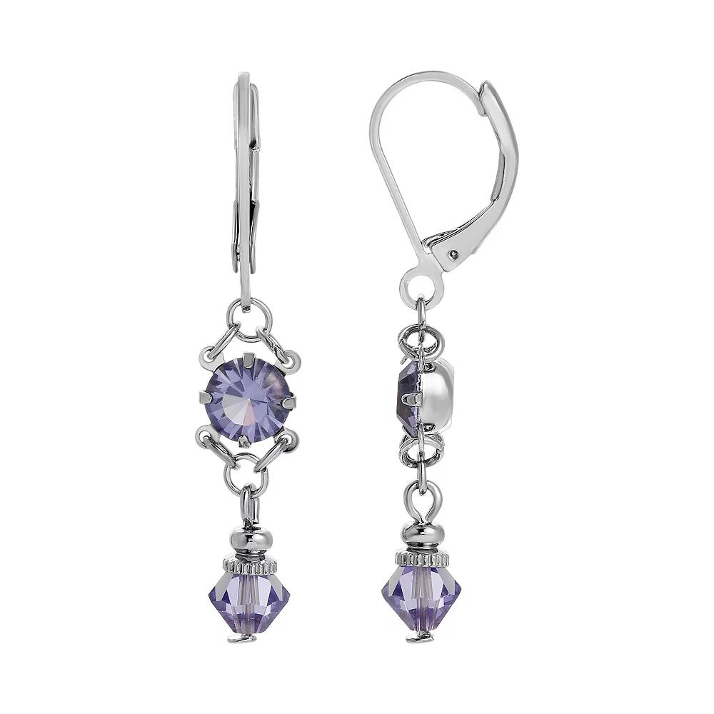 1928 Silver Tone Colorful Drop Earrings, Women's, Blue Product Image