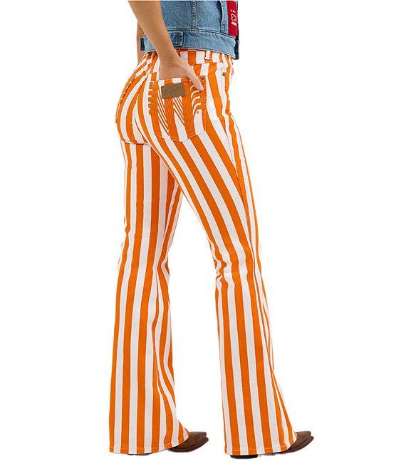 Wrangler x Whataburger Bailey High Rise Orange and White Stripe Flare Jeans Product Image