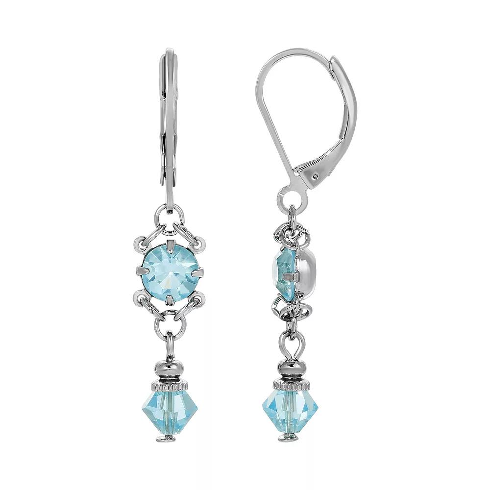 1928 Silver Tone Colorful Drop Earrings, Women's, Blue Product Image