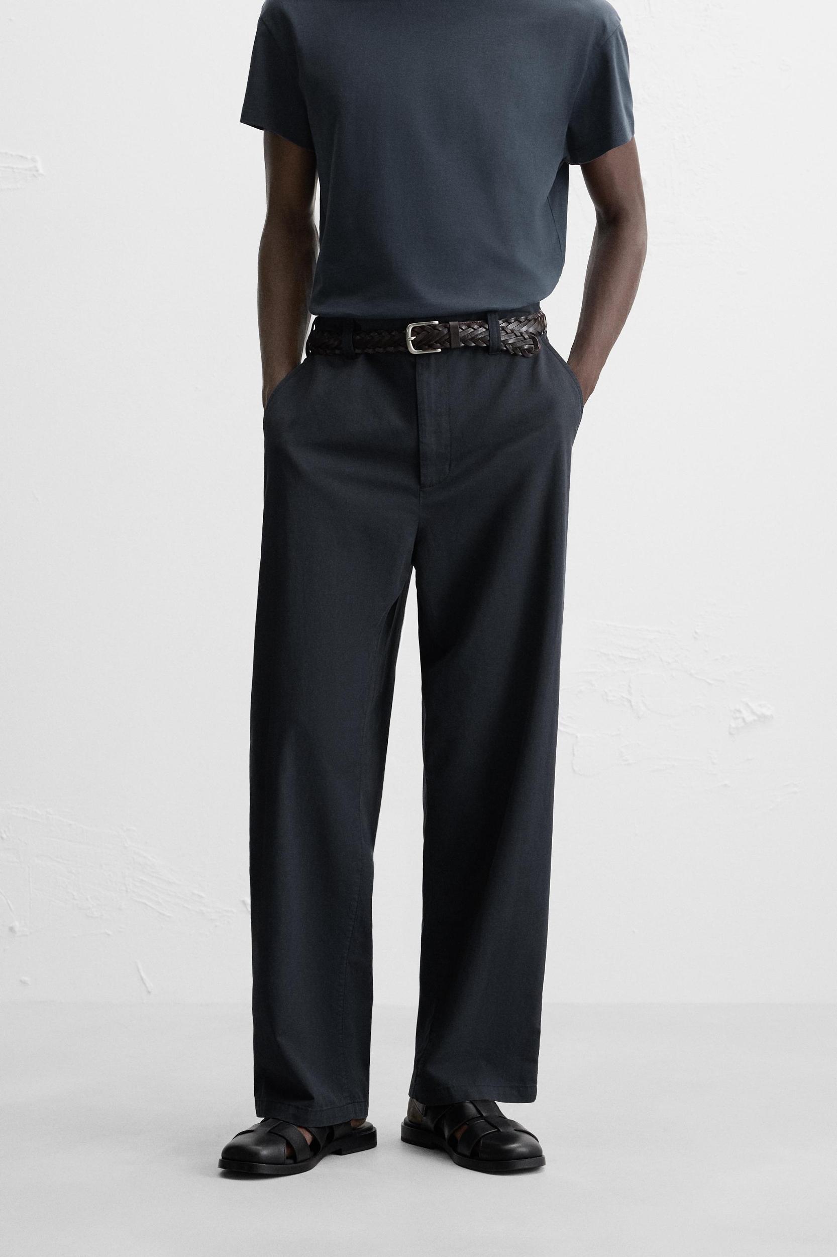 TEXTURED REGULAR FIT PANTS Product Image