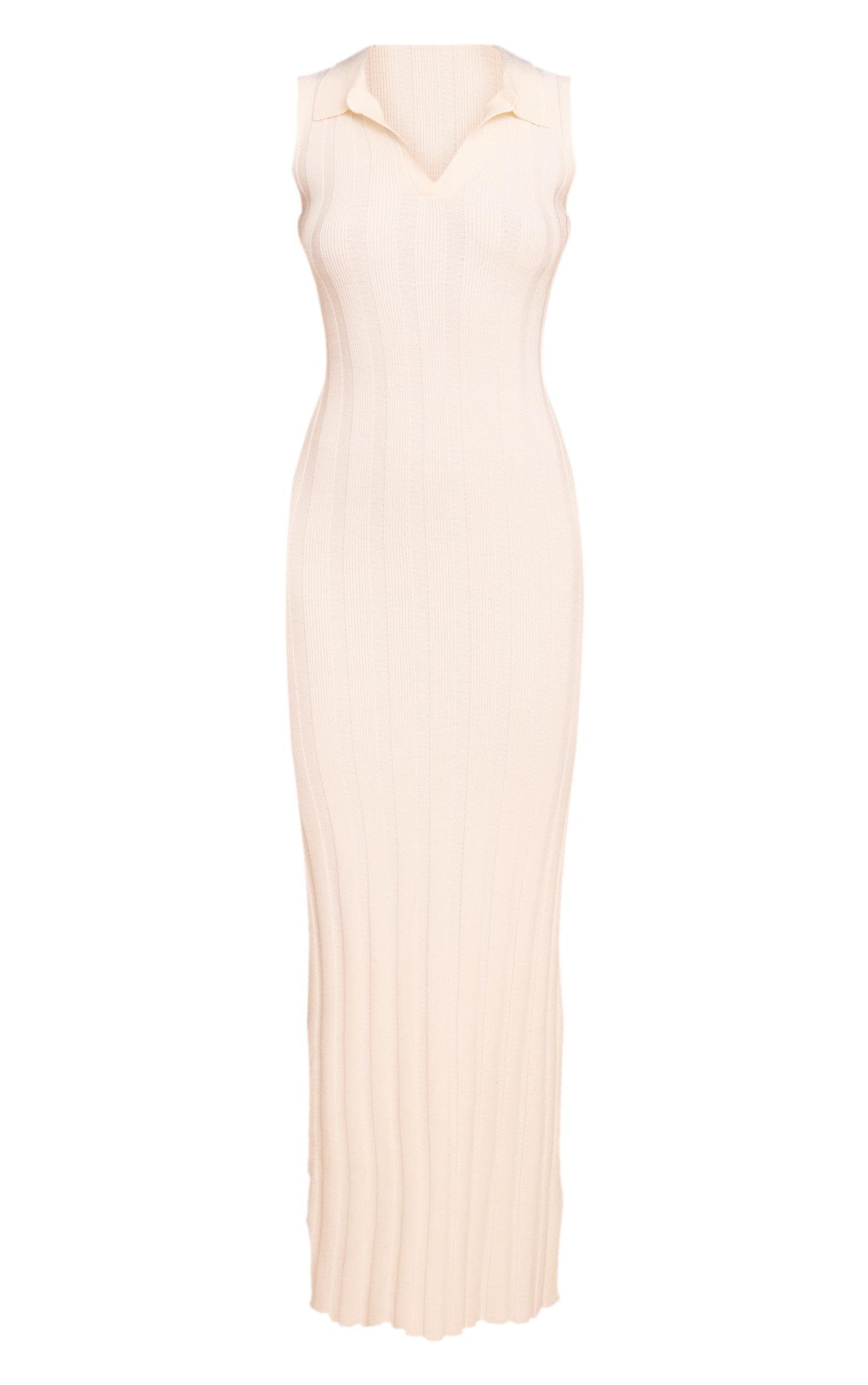 Cream Sleeveless Wide Rib Dress Product Image