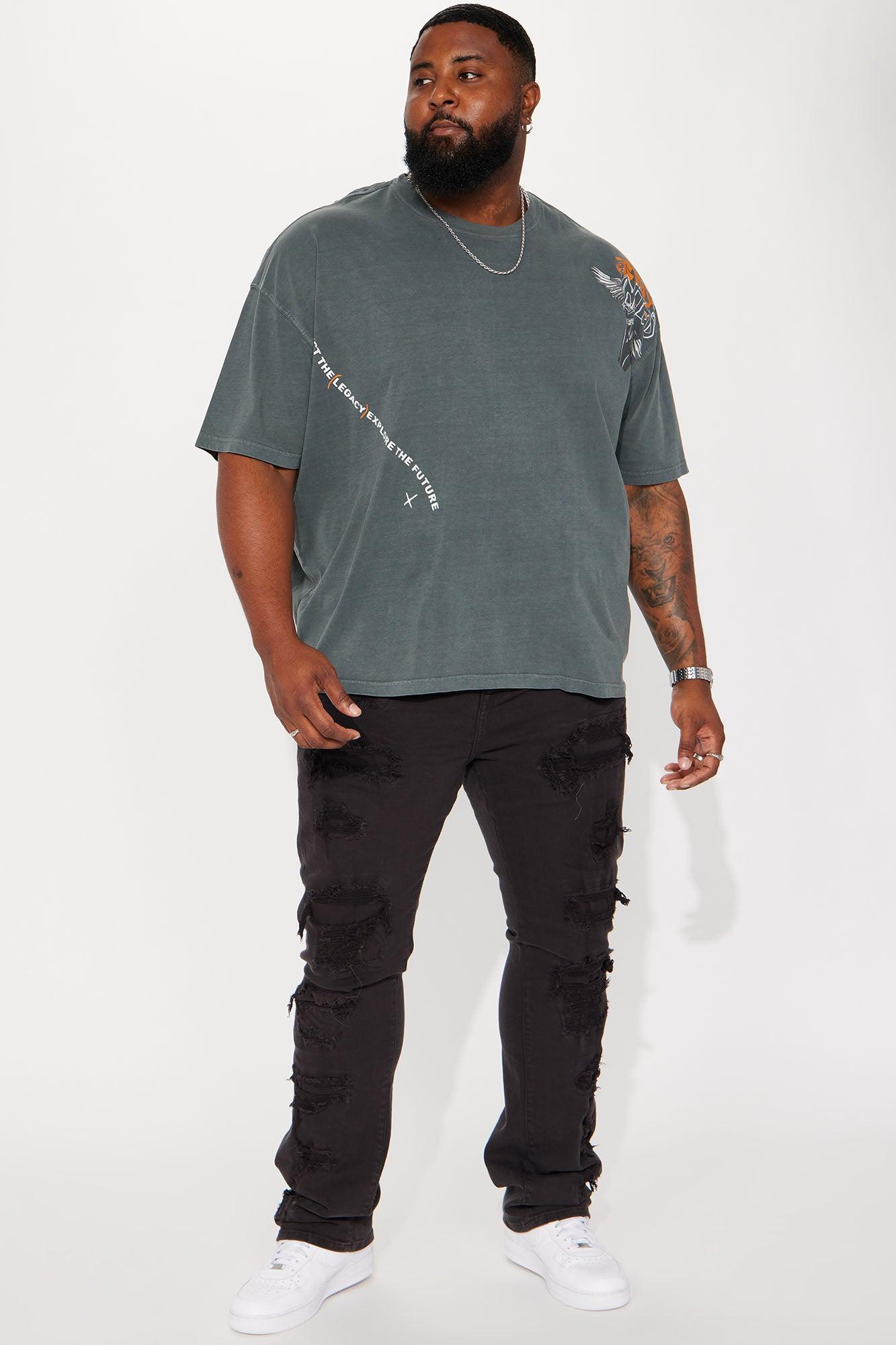 Stay United Oversized Short Sleeve Tee - Grey Product Image
