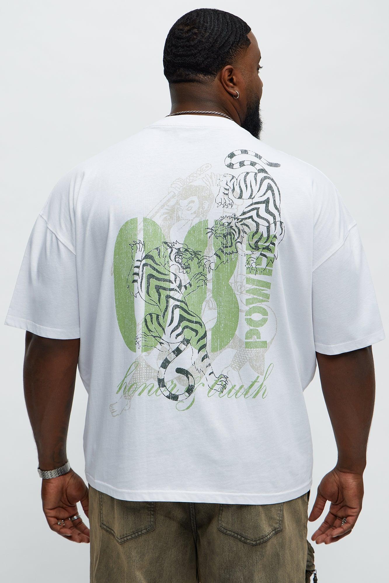 Tiger Power From Within Oversized Short Sleeve Tee - White Male Product Image