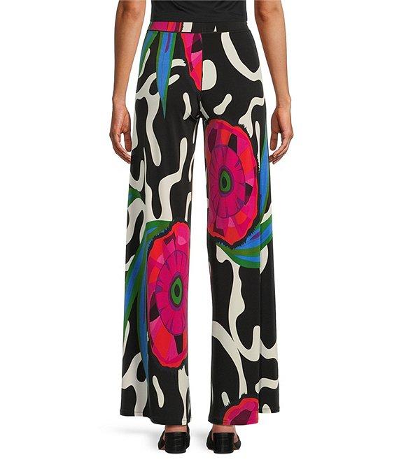Eva Varro Abstract Print Boat Neck 3/4 Blouson Sleeve Pleated Tie Top Product Image