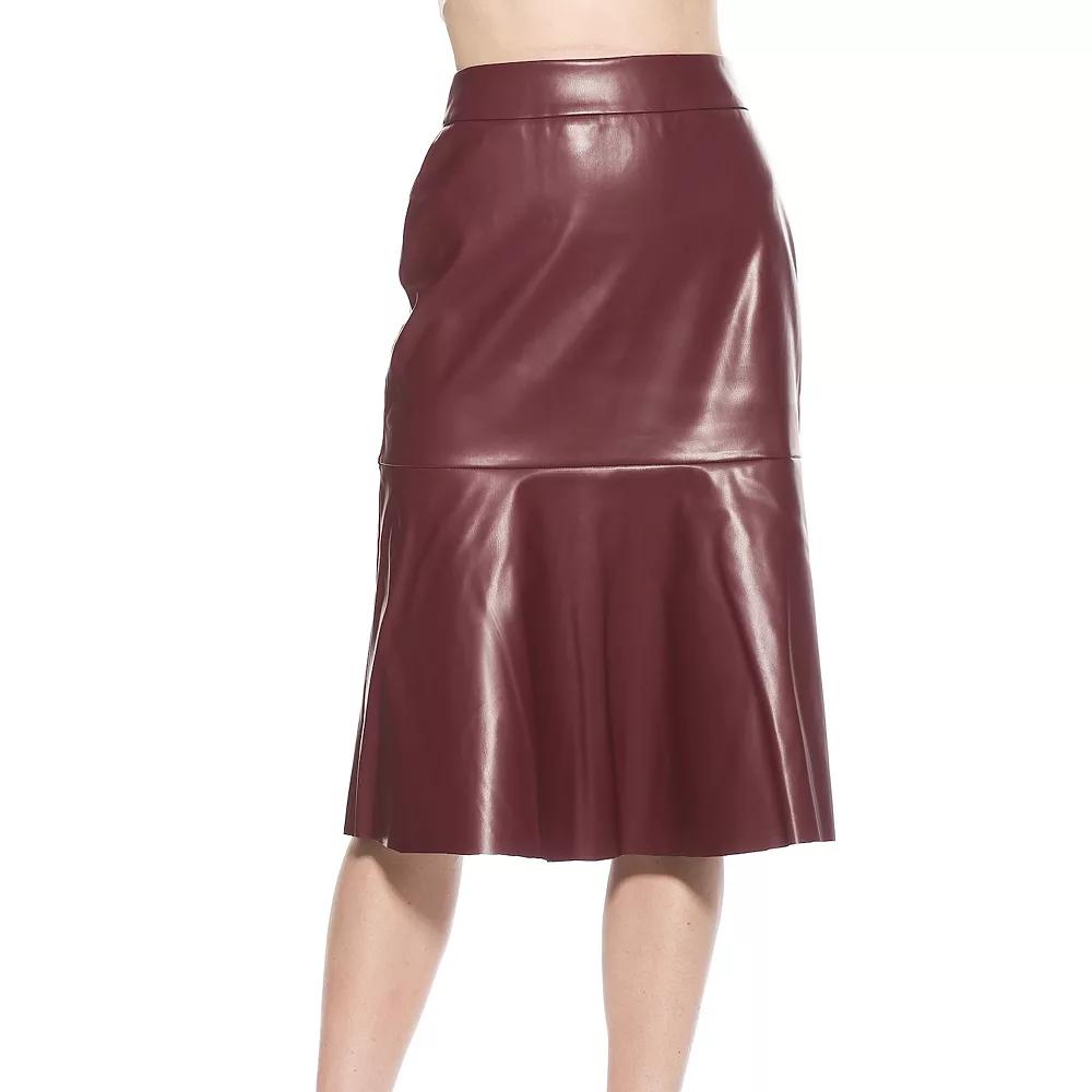 Women's ALEXIA ADMOR Ezra Midi Faux Leather Flared Skirt,  Product Image
