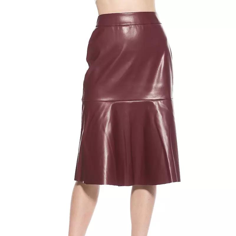 Women's ALEXIA ADMOR Ezra Midi Faux Leather Flared Skirt,  Product Image