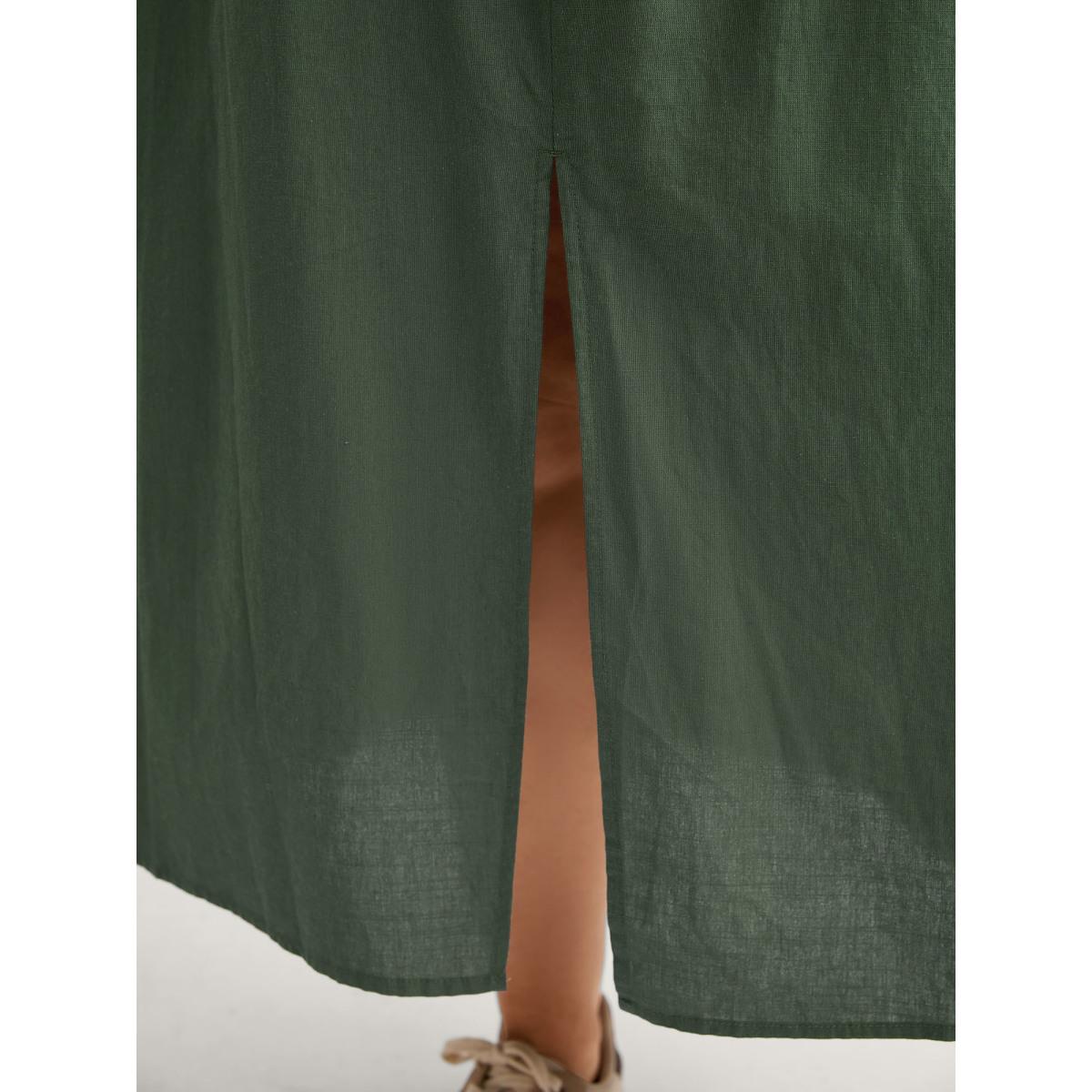 Plus Size Overall Straps Front Slit Pockets Midi Dress Emerald Women Leisure Square Neck Sleeveless Curvy BloomChic 10/M Product Image