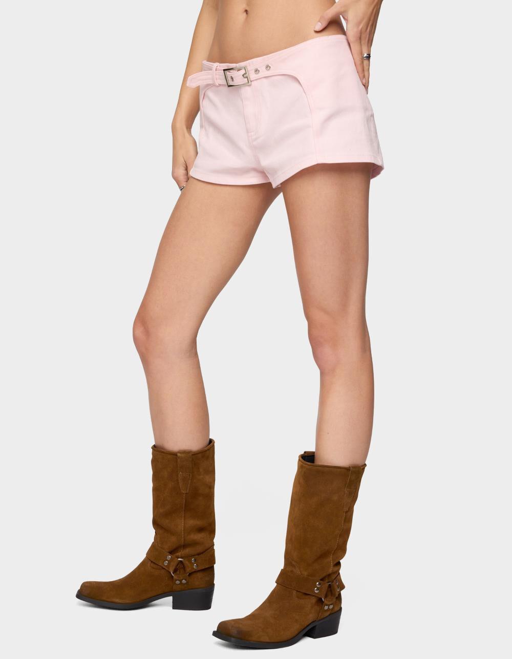EDIKTED Vicco Belt Detail Shorts - LIGHT PINK Product Image