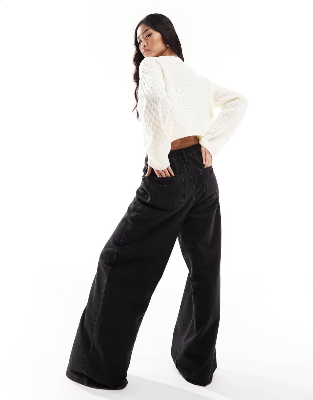 Miss Selfridge bow tie detail cardigan in cream Product Image