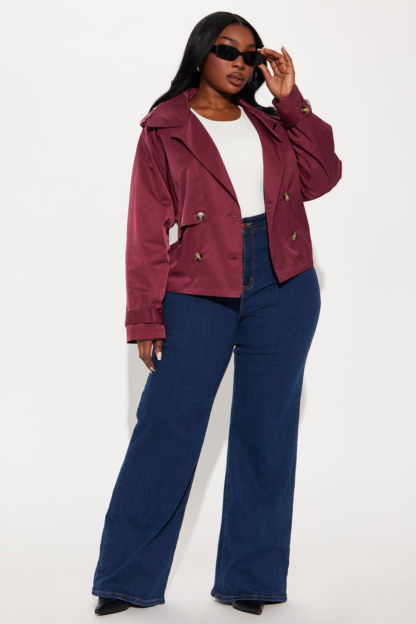 Karina Cropped Trench - Burgundy Product Image