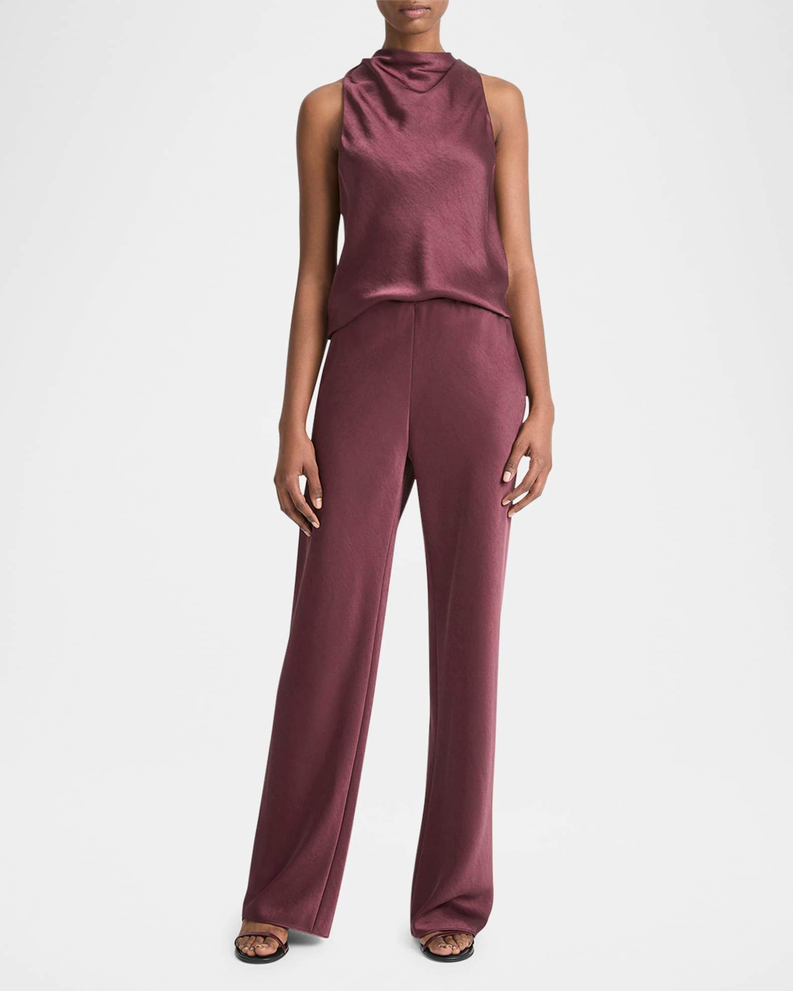 Womens Fluid Bias-Cut Satin High-Rise Trousers Product Image