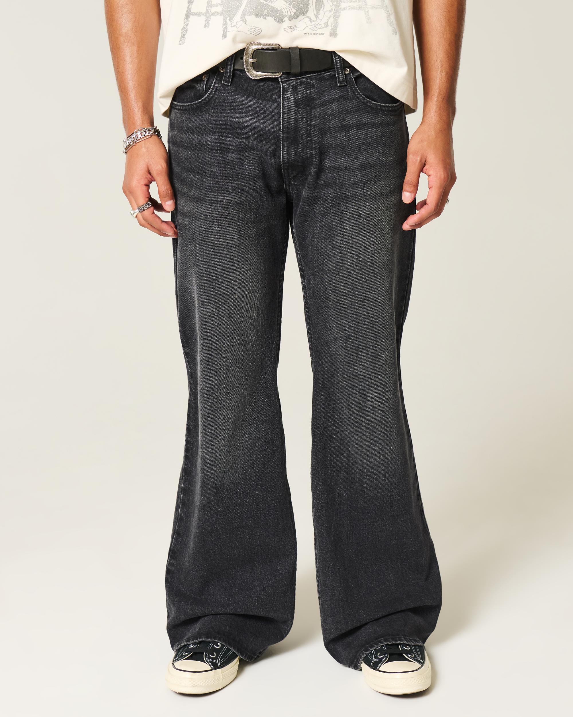 Washed Black Flare Jeans Product Image