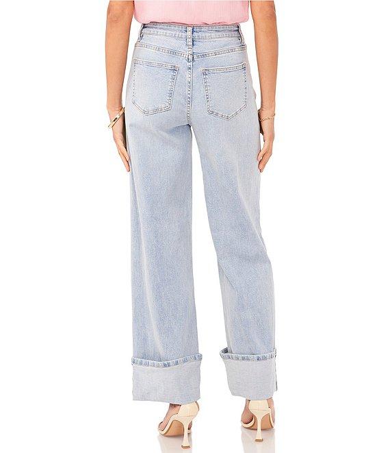 1. STATE Mid Rise Wide Leg Roll Cuff Denim Jeans Product Image