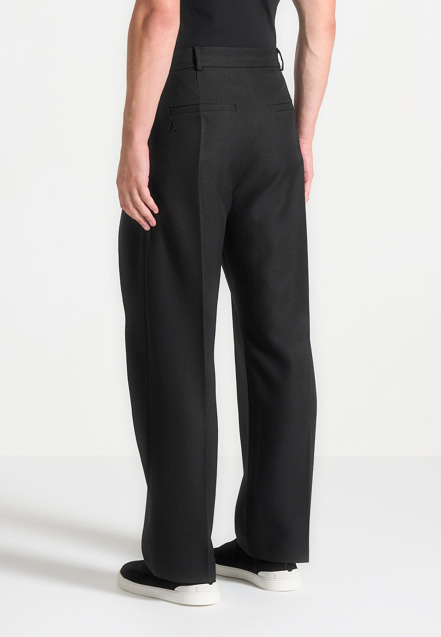 Charles - Wide Fit Wrap Leg Tailored Trousers - Black Male Product Image