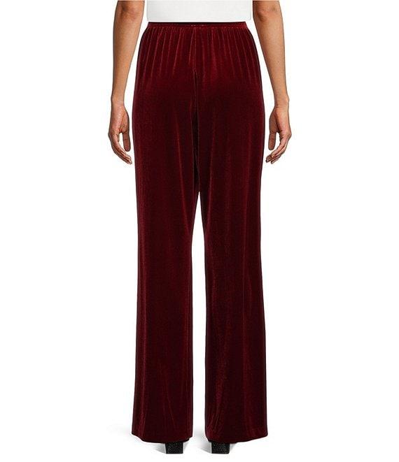 Caroline Rose Stretch Velvet Knit Elasticized Waist Flare Leg Pull-On Pants Product Image