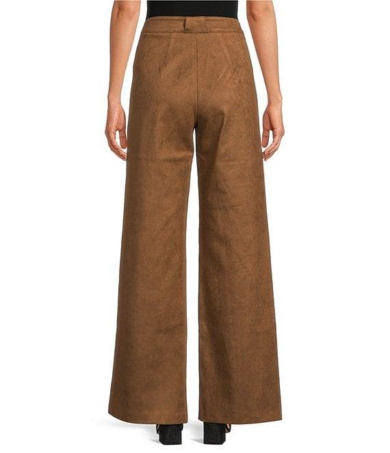 Lucy Paris Diana High Rise Wide Leg Faux Suede Trouser Pants Product Image