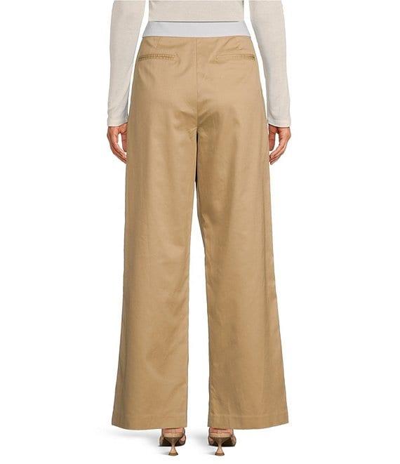 Gianni Bini Grace Drapey Linen Fold Over Contrast High Rise Pleated Coordinating Trousers Product Image