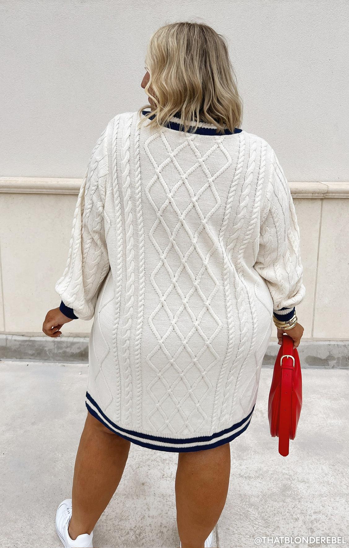 Tailgate Sweater Dress ~ Navy Cable Knit Product Image