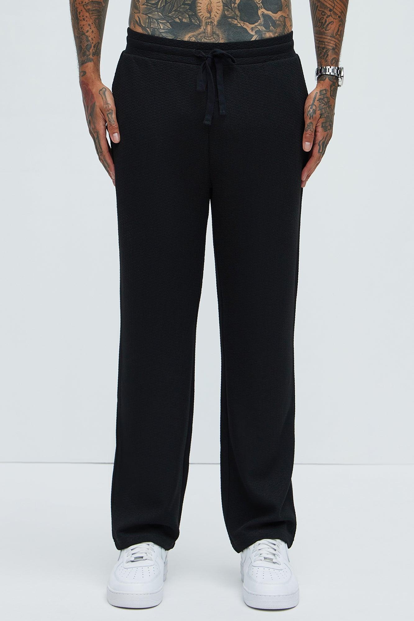 Capstan Straight Textured Pants - Black Product Image