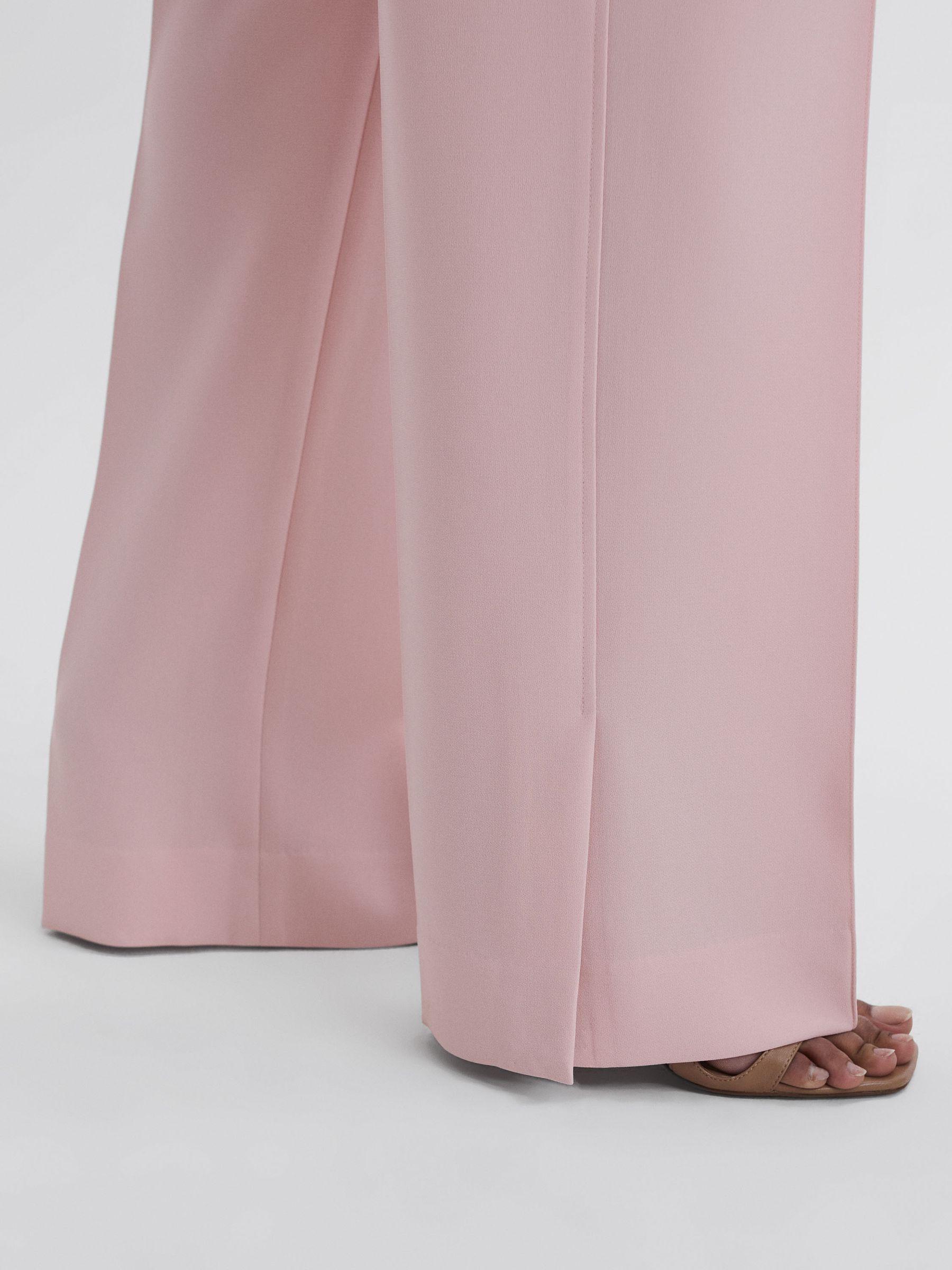 Wide Leg Split Hem Trousers in Pink Product Image