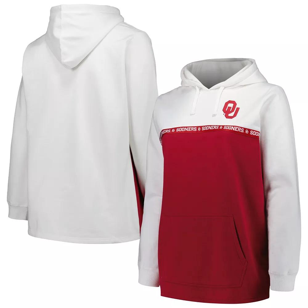 Womens Profile /Crimson Oklahoma Sooners Plus Size Taping Pullover Hoodie Product Image