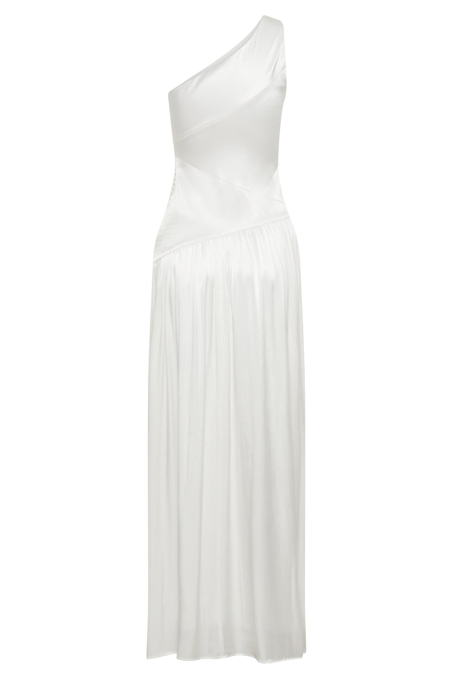 Jenna One Shoulder Pleated Maxi Dress - Ivory Product Image