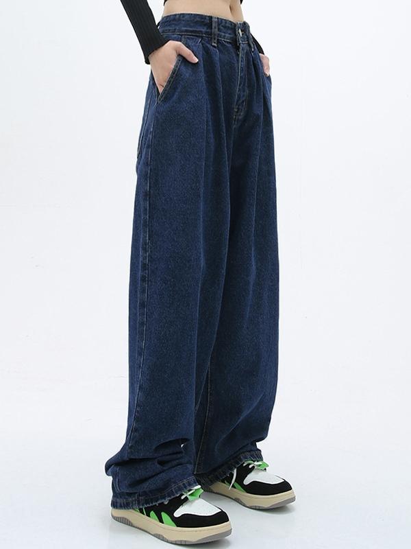 Pleated 90s Baggy Boyfriend Jeans Product Image