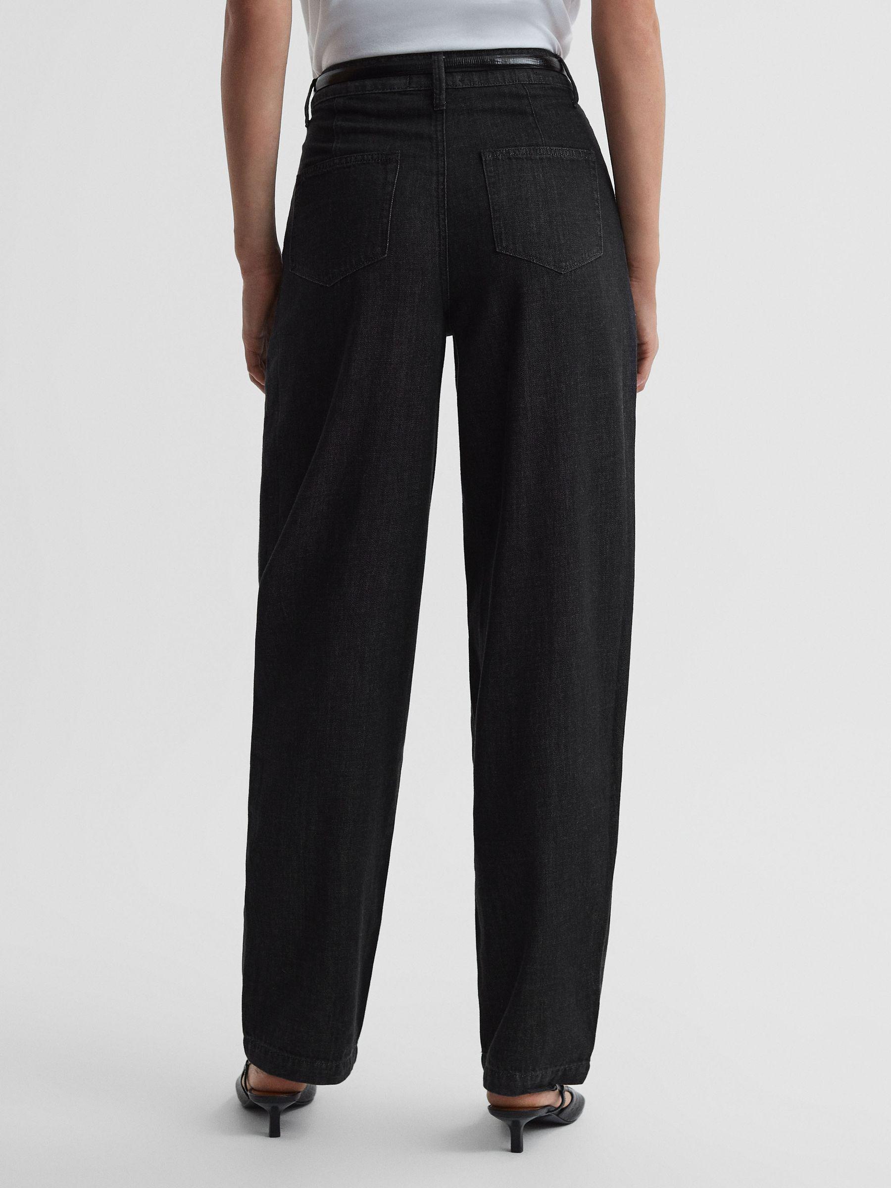 Paige High Rise Tapered Jeans in Washed Black Product Image