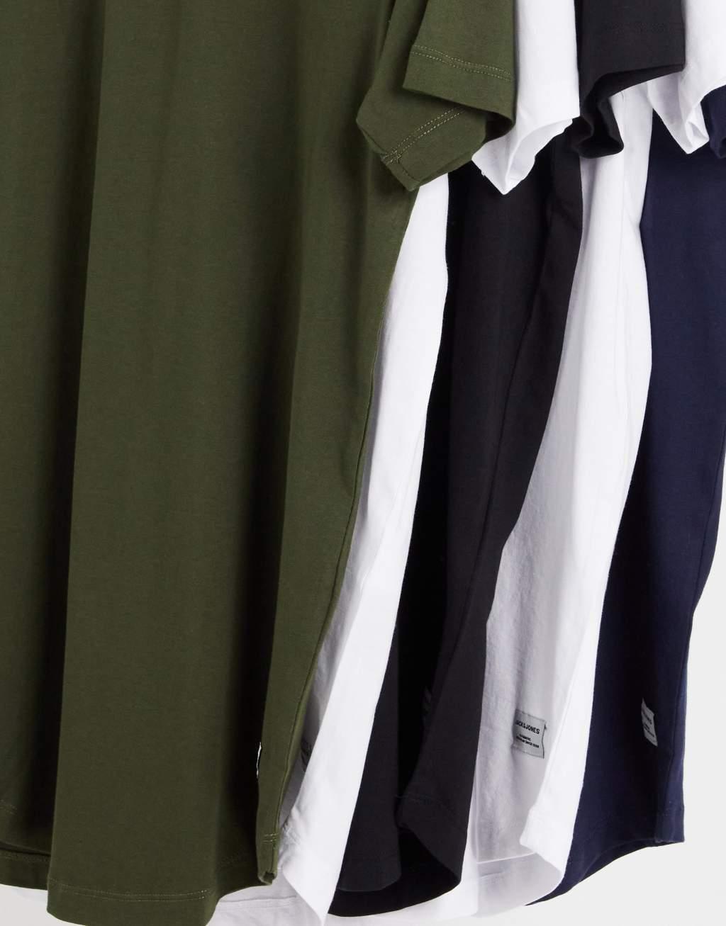 Jack & Jones 5 pack longline hem crew neck t-shirt in multi  Product Image