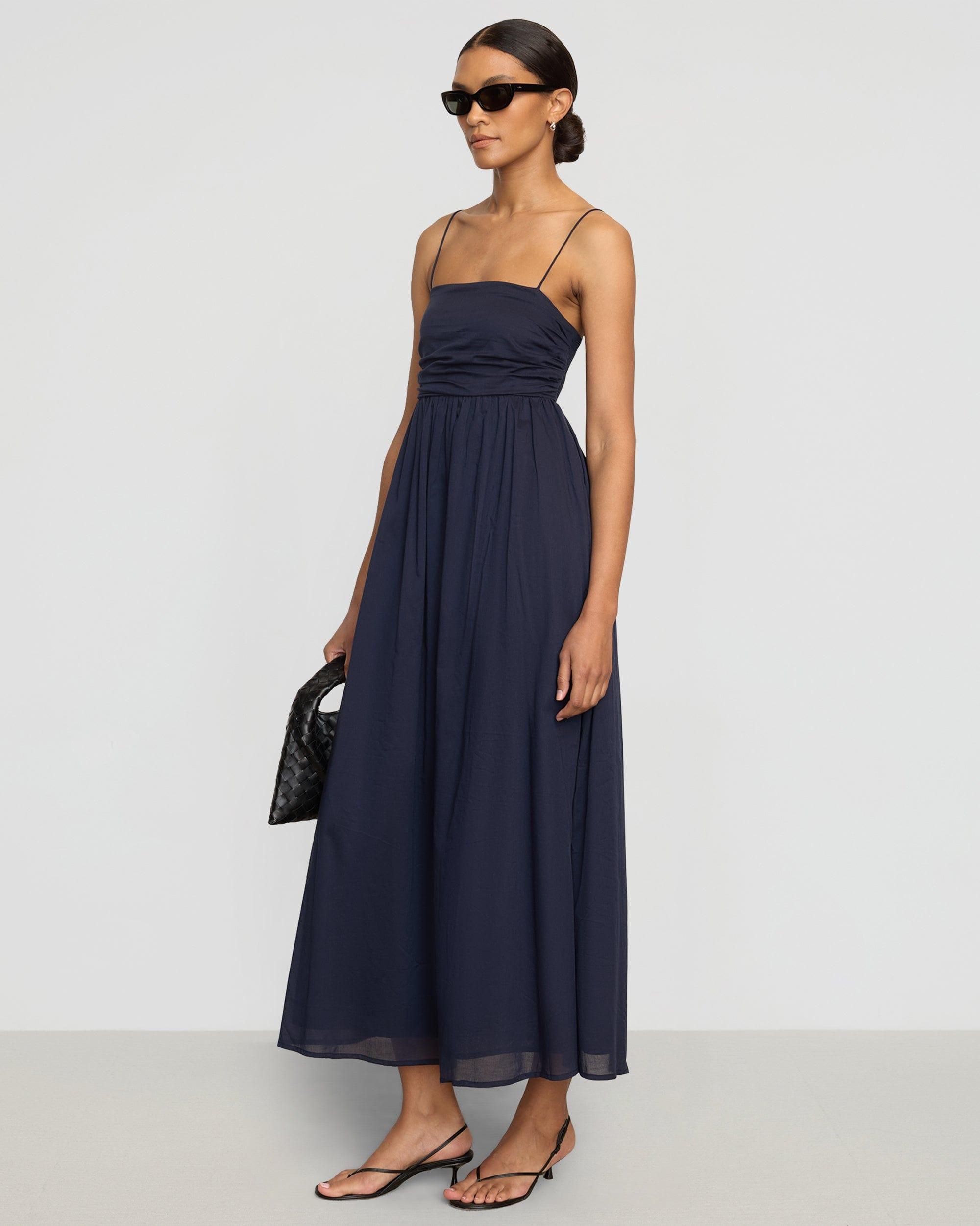 Aurora Ruched Organic Cotton Maxi Dress Product Image