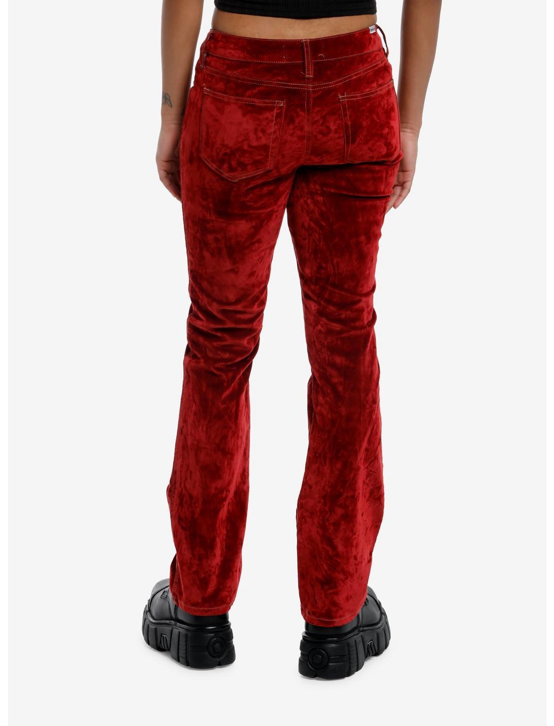 Red Flocked Low-Rise Straight Leg Jeans Product Image