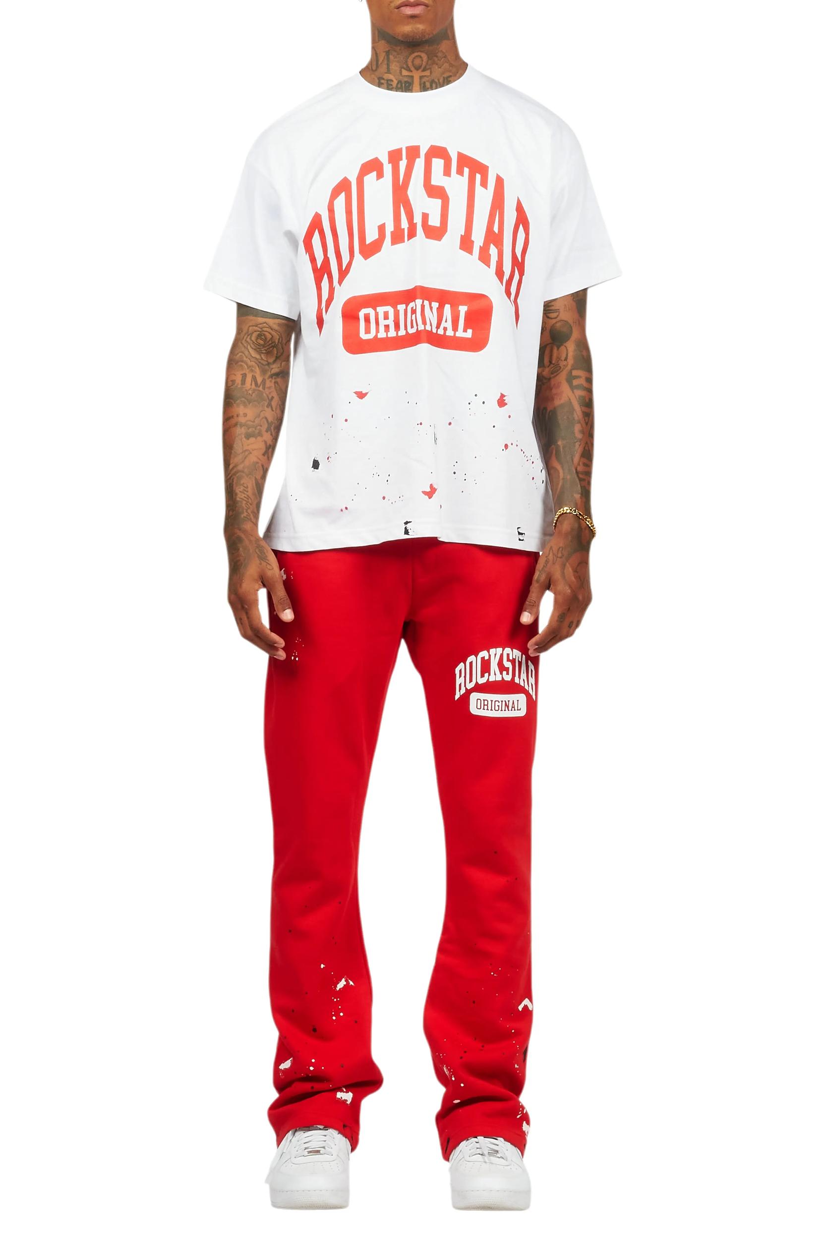 Rainer White/Red T-Shirt/Stacked Track Pant Set Male Product Image