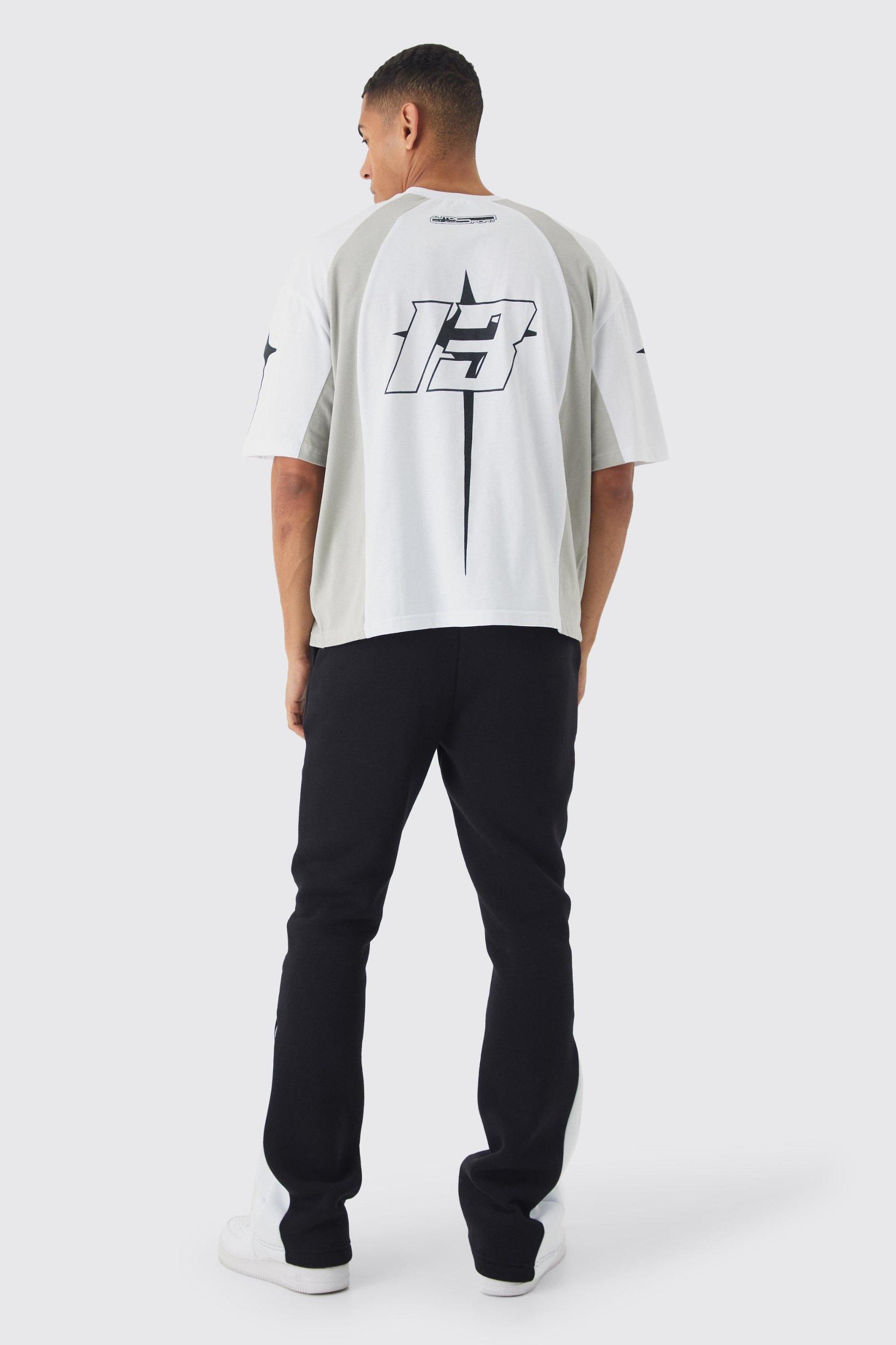 Slim Fit Moto Series Flared Stacked Gusset Sweatpants | boohooMAN USA Product Image