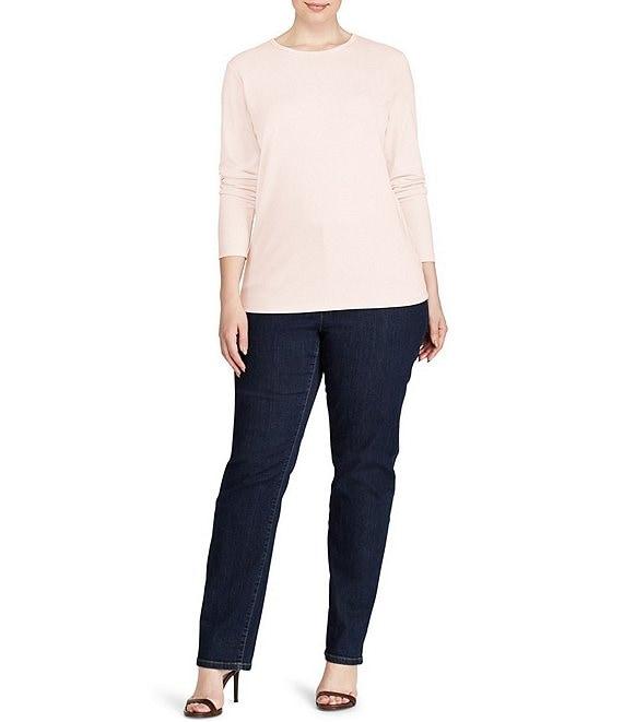 Lauren Ralph Lauren Plus Size Long Sleeve Crew Neck Stretch Top Product Image
