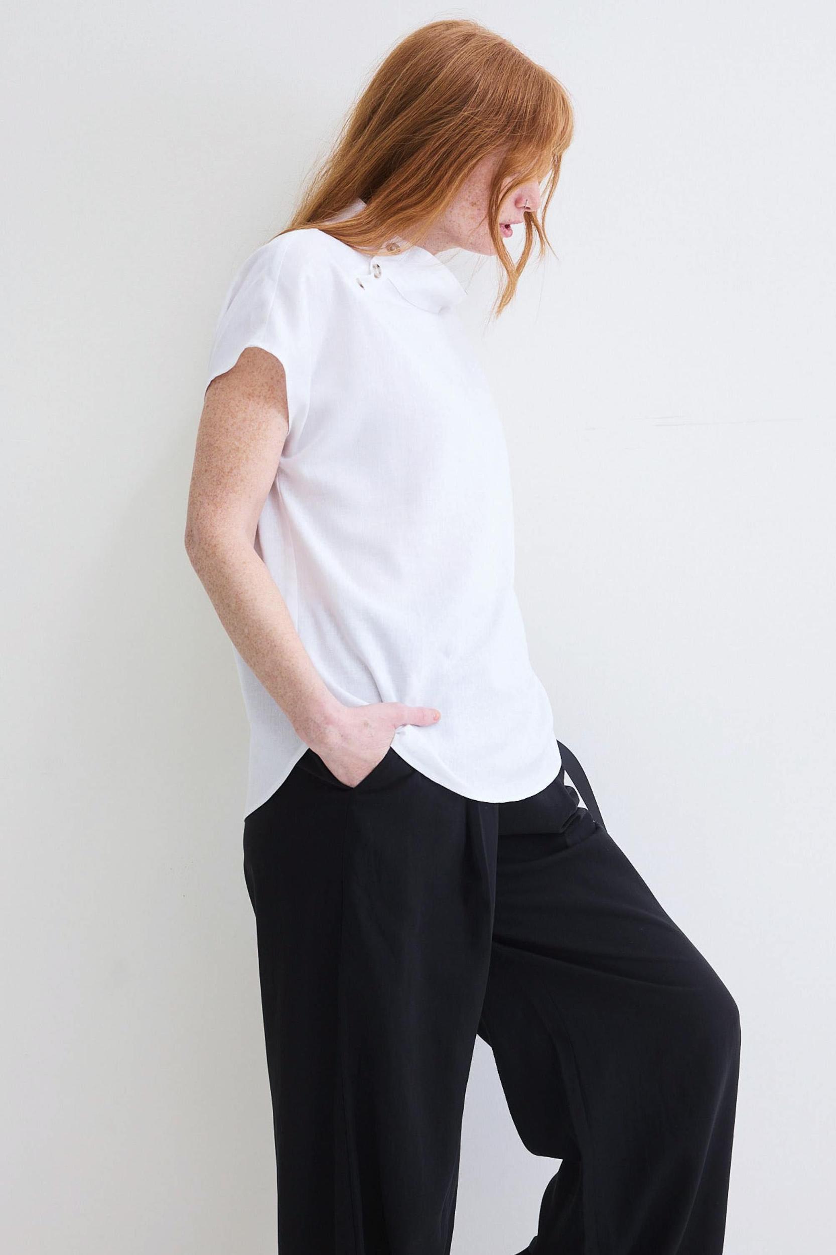 Buttoned Up Linen Blend Top Product Image