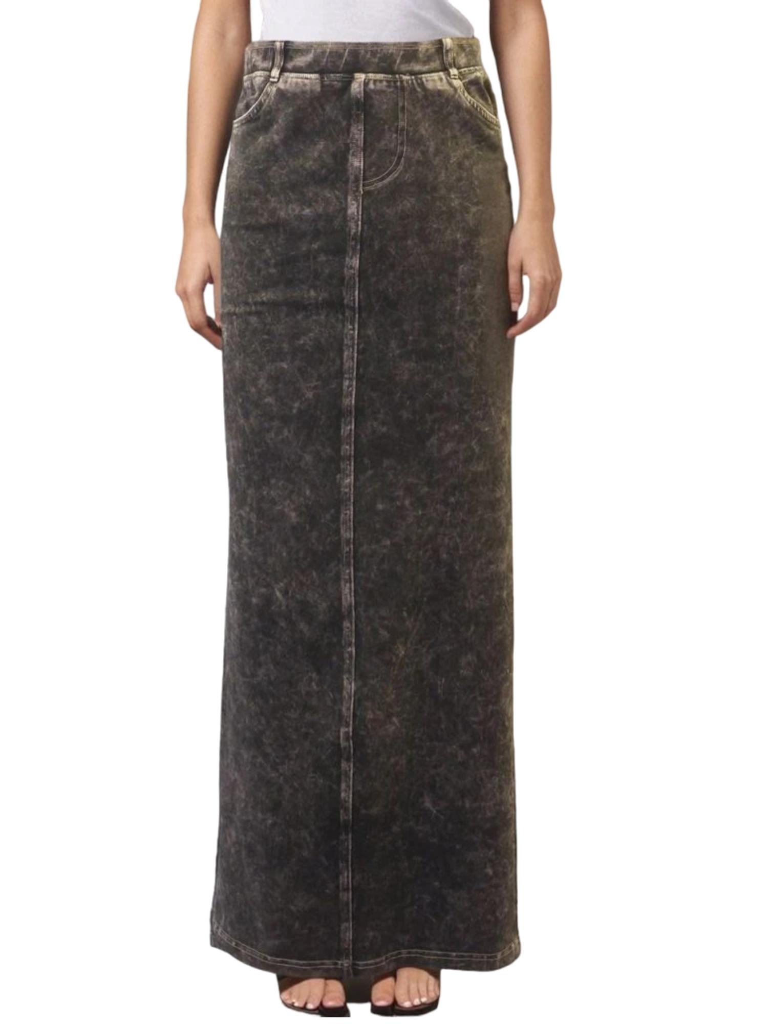 Hard Tail Long Denim Back Inset Skirt WJ-127 Product Image