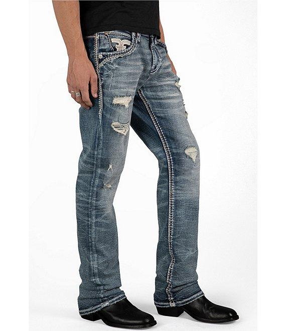 Rock Revival Braylon Straight Leg Oversized-Fleur-De-Lis-Embroidered-Pocket Jeans Product Image