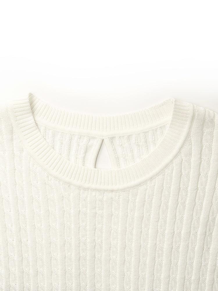 Acetate Knitted Striped Pullover Women Knit Top Product Image