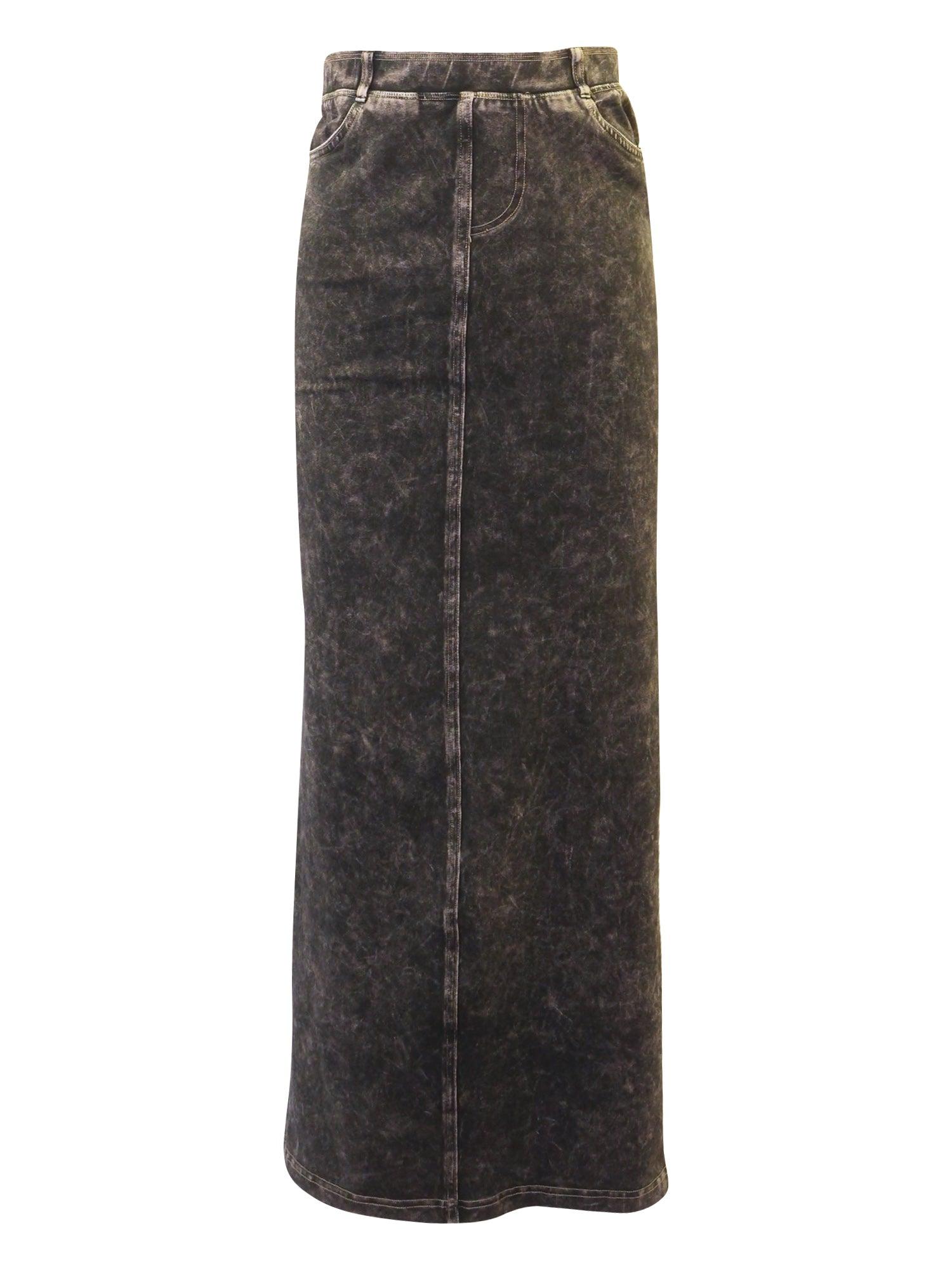 Hard Tail Long Denim Back Inset Skirt WJ-127 Product Image