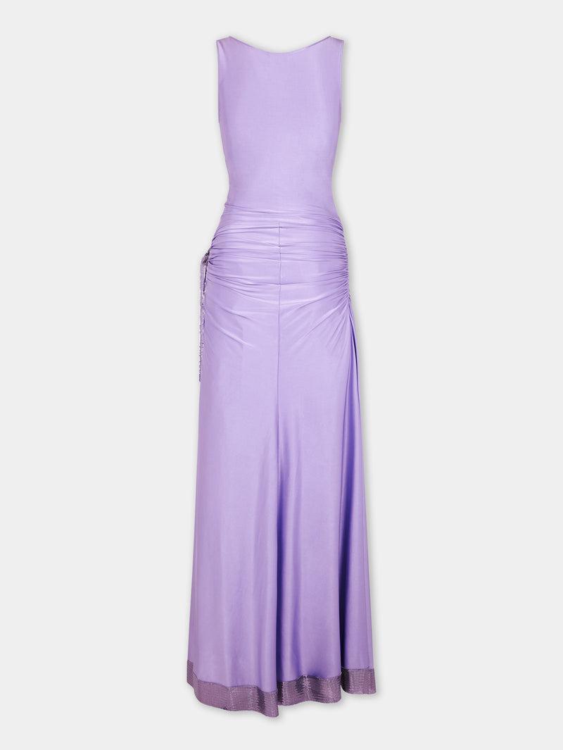 LAVENDER LONG DRESS IN MESH AND JERSEY Product Image