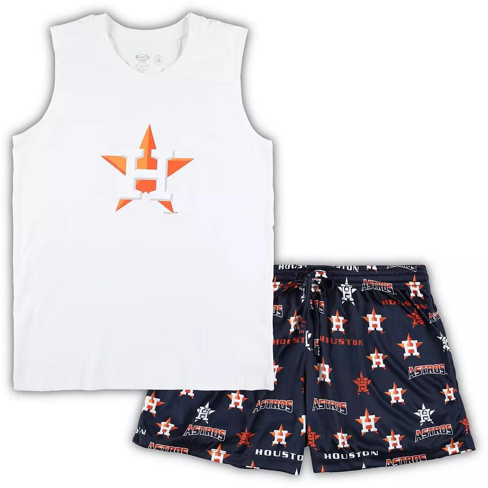 Women's Concepts Sport White/Navy Houston Astros Plus Size Tank Top & Shorts Sleep Set, Size: 2XL Product Image