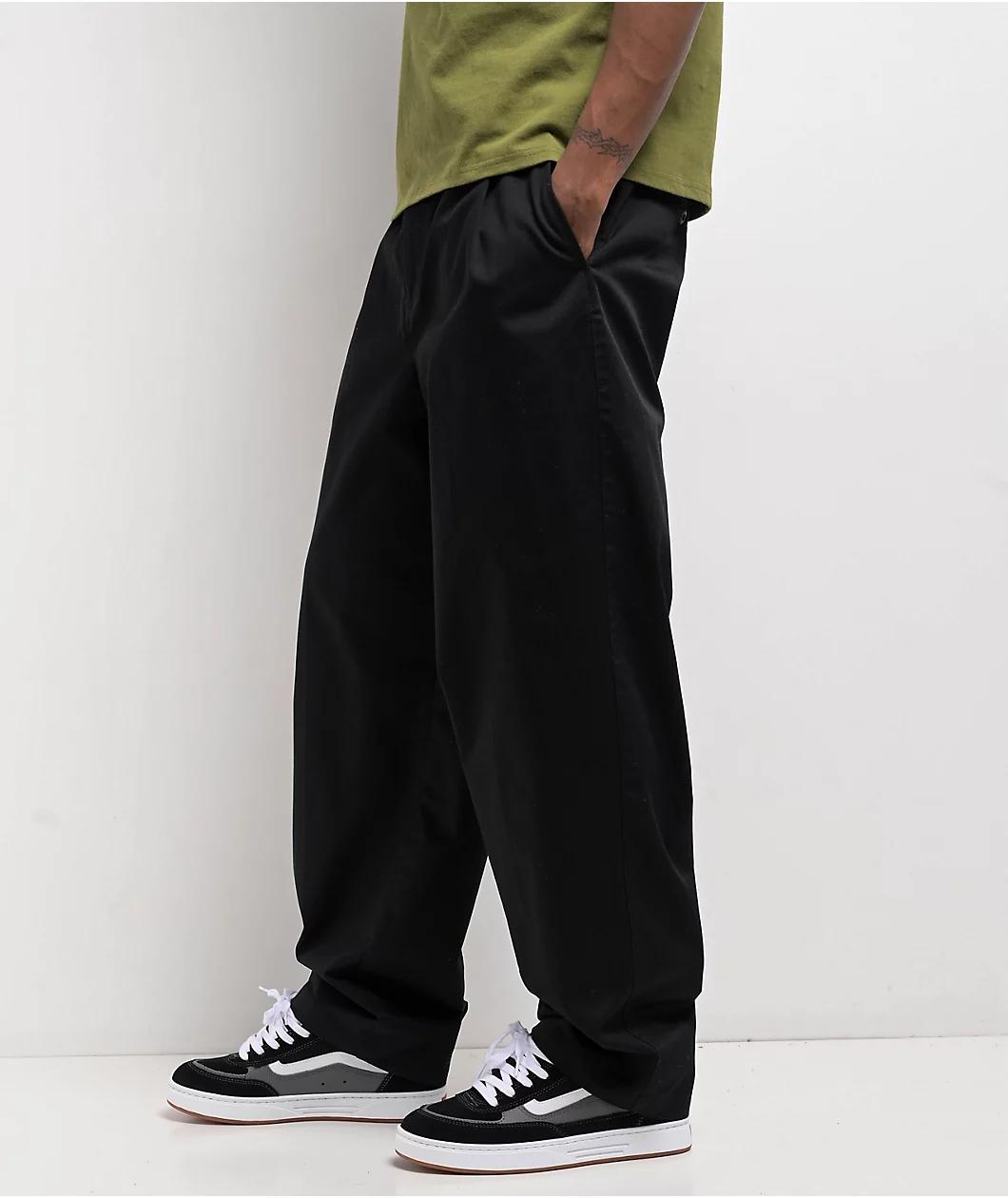 Empyre School Black Loose Skate Pleated Chino Pants Product Image